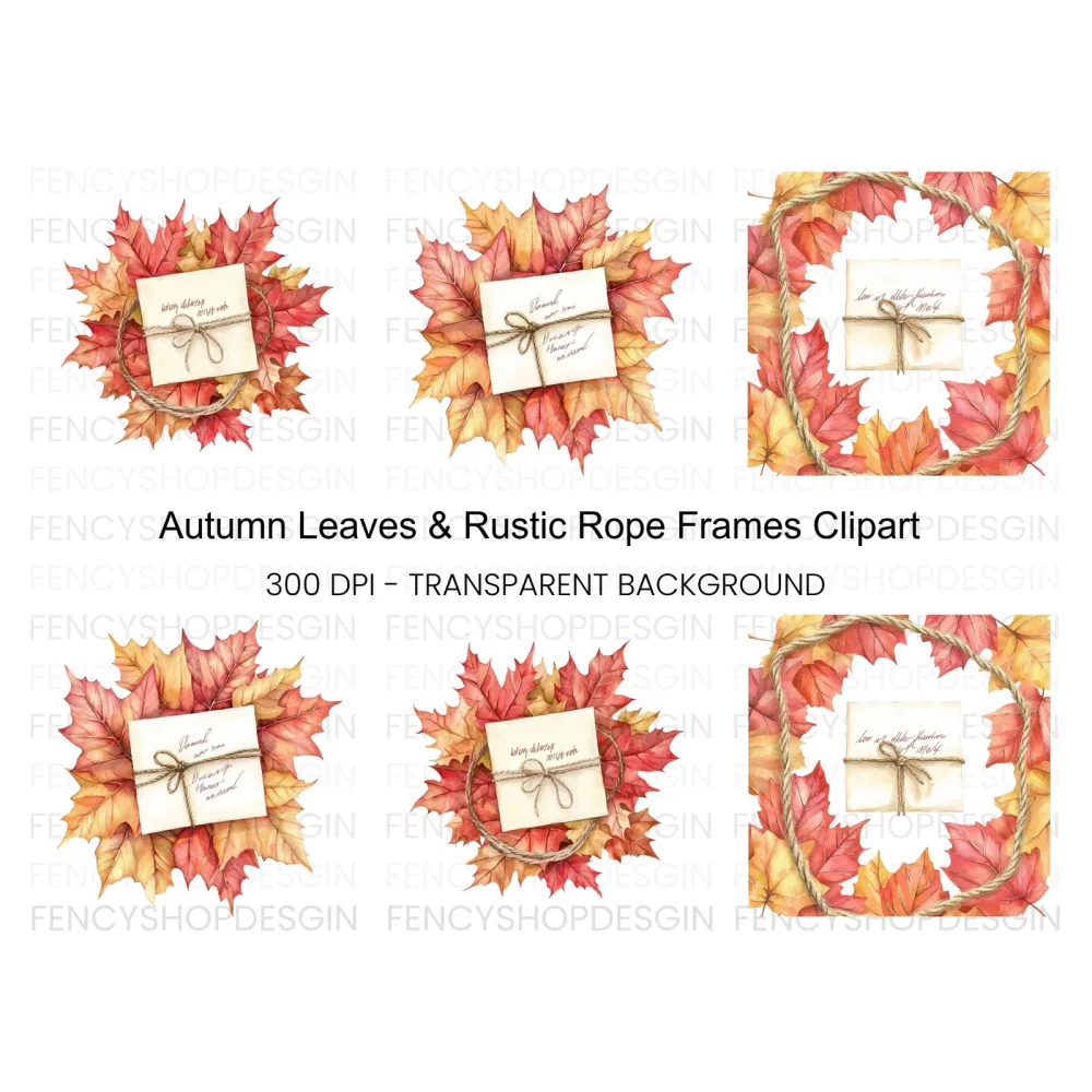 Autumn Leaves & Rustic Envelopes Clipart Bundle
