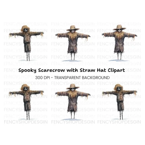 Rustic Scarecrow Autumn Decor Clipart Bundle