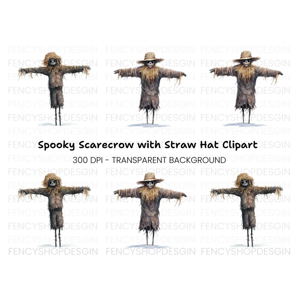 Rustic Scarecrow Autumn Decor Clipart Bundle
