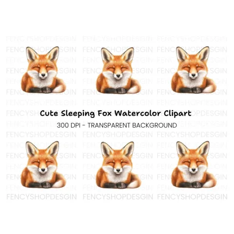 Sleeping Fox Head Clipart Bundle
