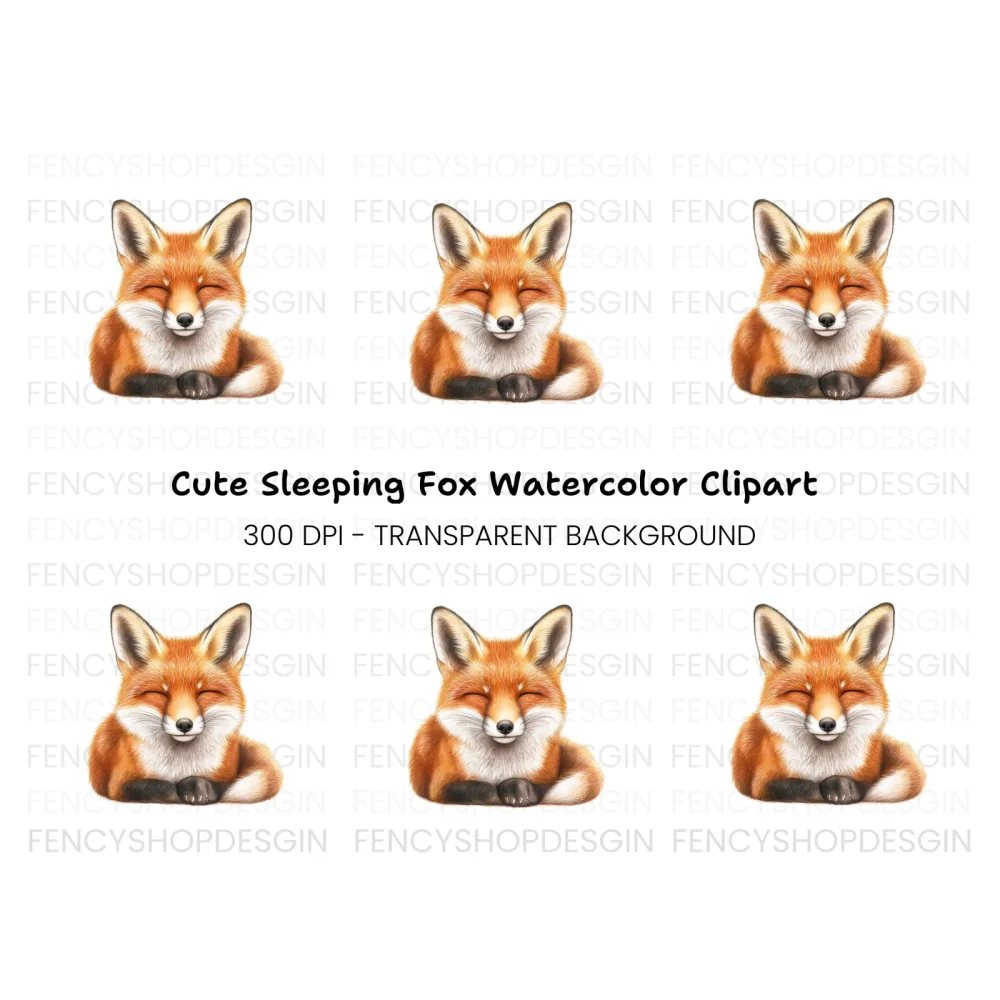 Sleeping Fox Head Clipart Bundle