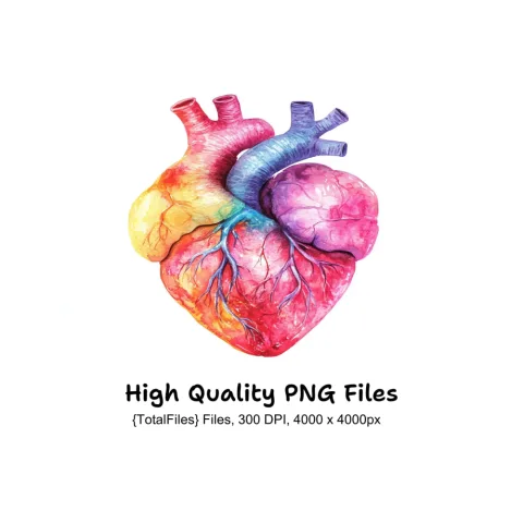 Vibrant Human Heart Clipart Bundle
