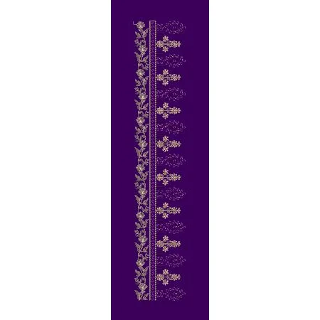 Floral Border Silver Embroidery Design