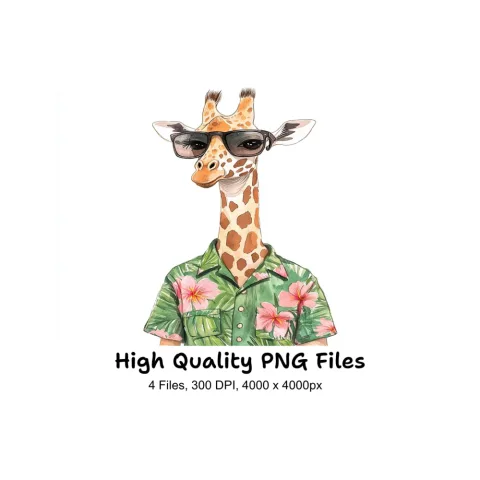 Cool Giraffes with Sunglasses Clipart Bundle