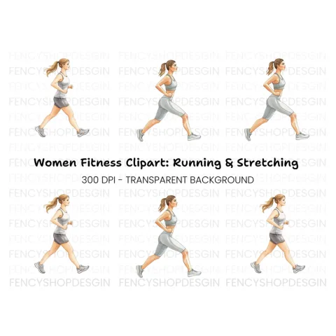 Dynamic Running Women Clipart Bundle