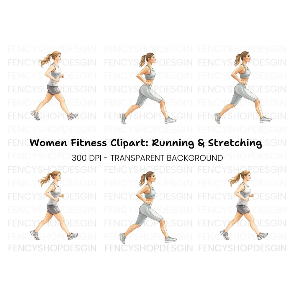 Dynamic Running Women Clipart Bundle