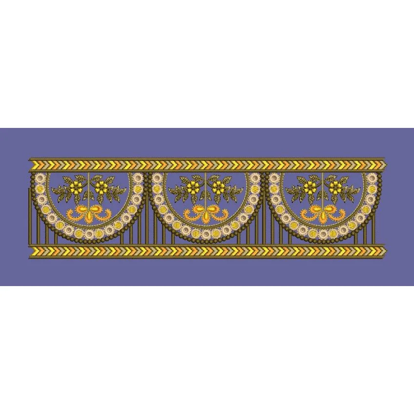 Golden Arch Floral Border Embroidery Design