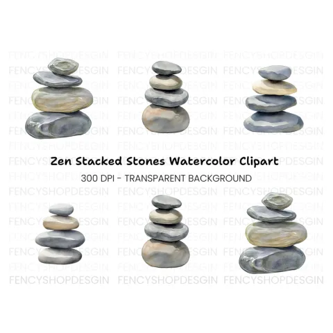 Hand Painted Rock Stacks Clipart Bundle