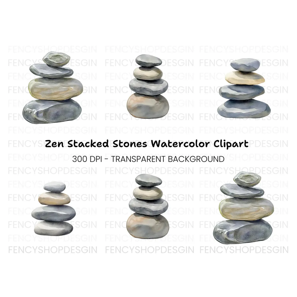 Hand Painted Rock Stacks Clipart Bundle