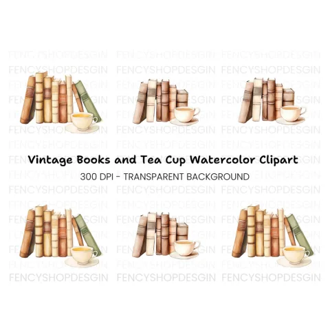Books and Tea Clipart Bundle