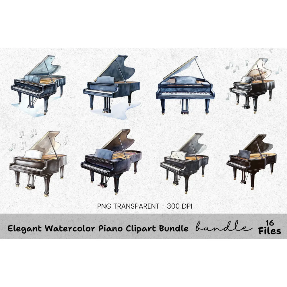 Elegant Piano Clipart Bundle
