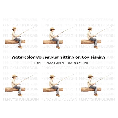 Boy Fishing Clipart Bundle
