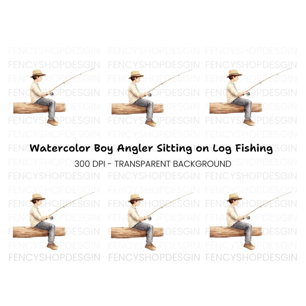 Boy Fishing Clipart Bundle