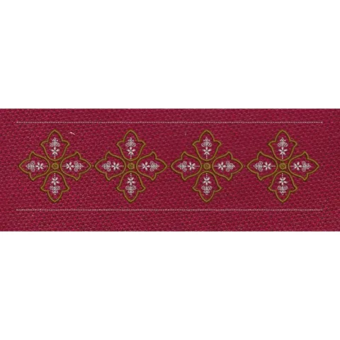 Floral Jacquard Border Star With Red Background Embroidery Design