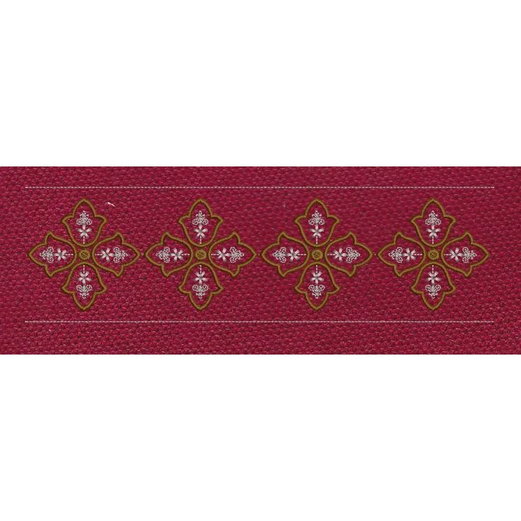 Floral Jacquard Border Star With Red Background Embroidery Design