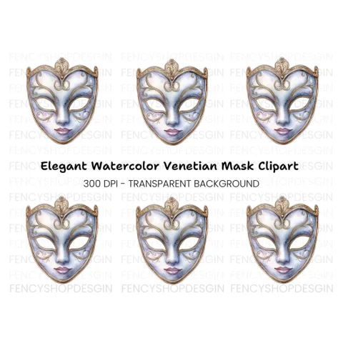 Elegant Venetian Mask Clipart Bundle