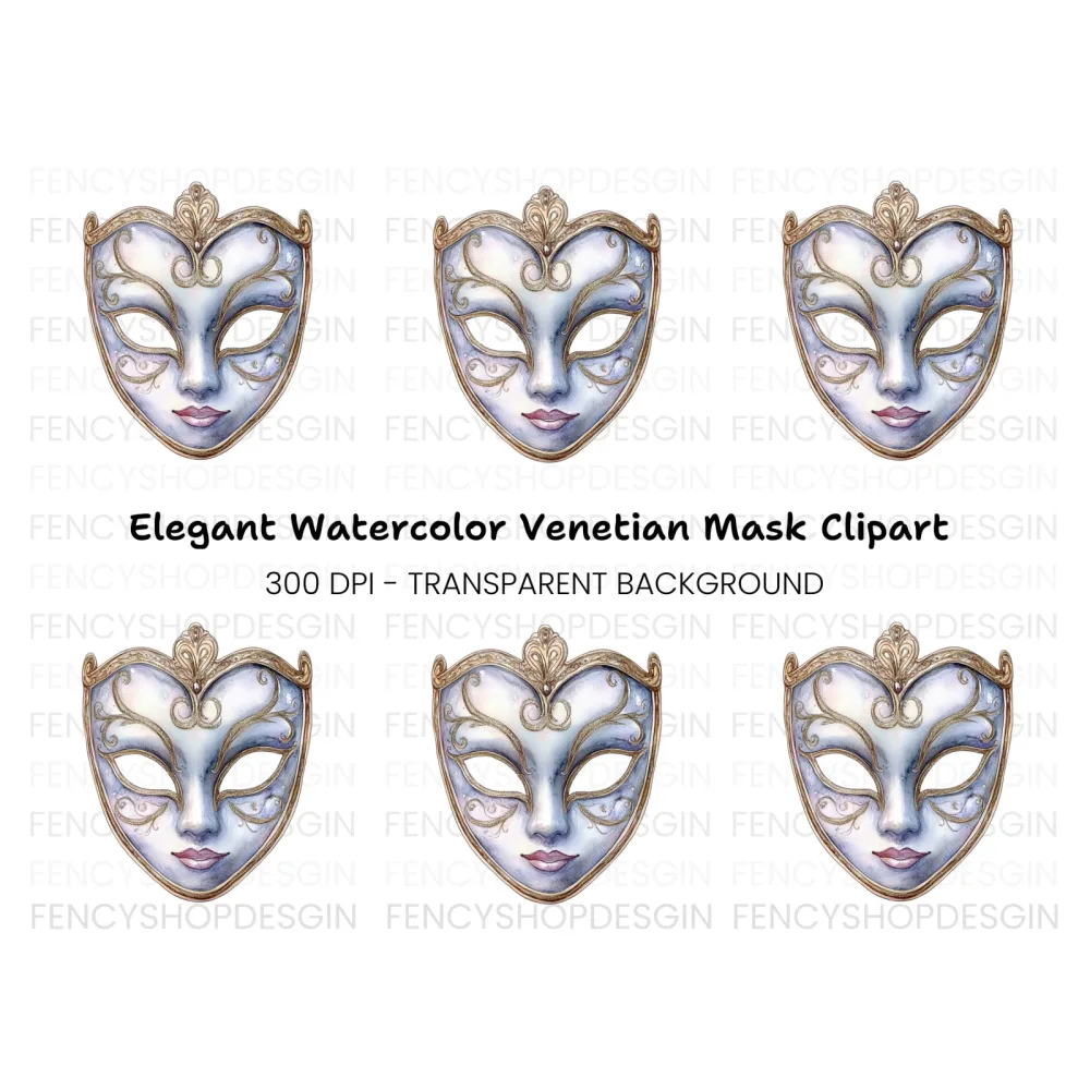 Elegant Venetian Mask Clipart Bundle