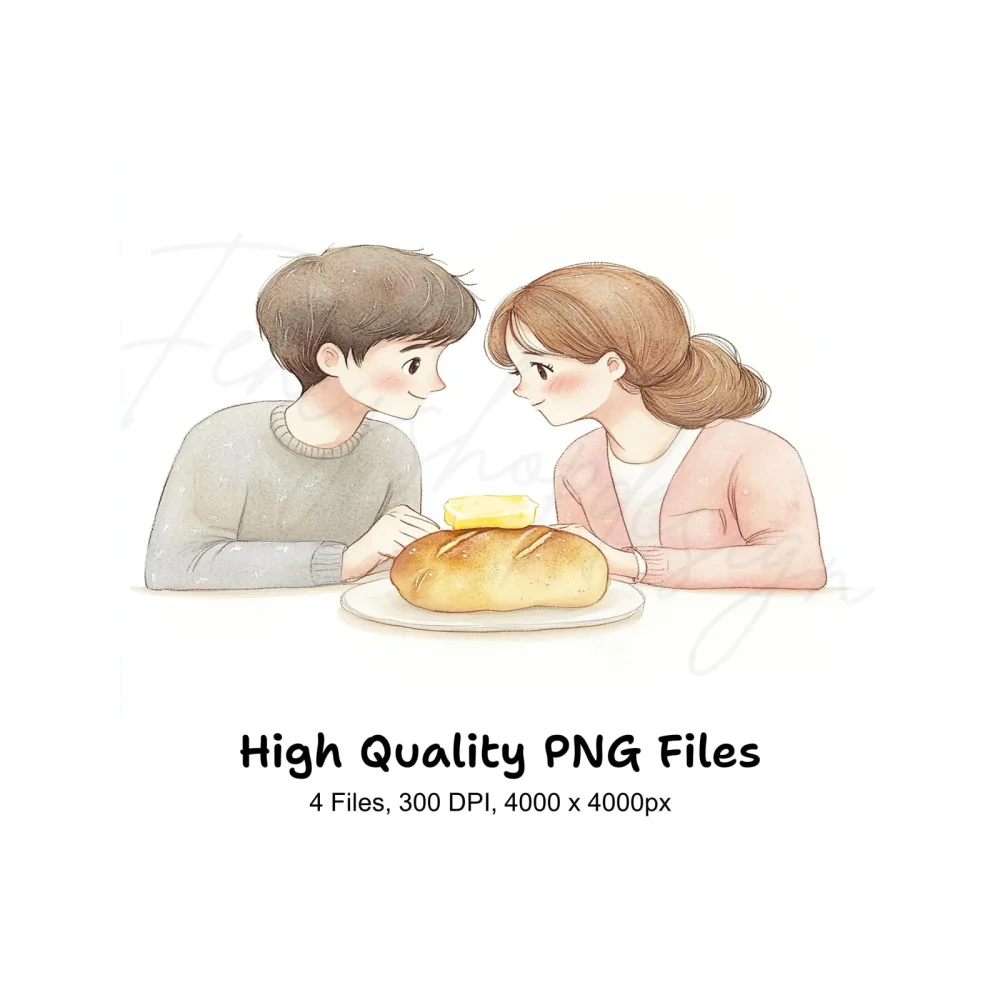 Couple Breakfast Clipart Bundle