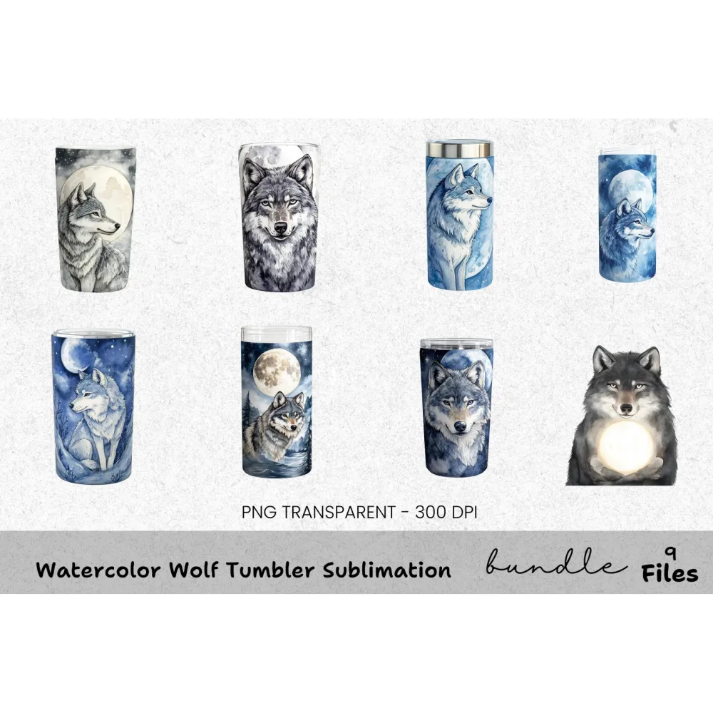 Wolf Tumbler Clipart Bundle