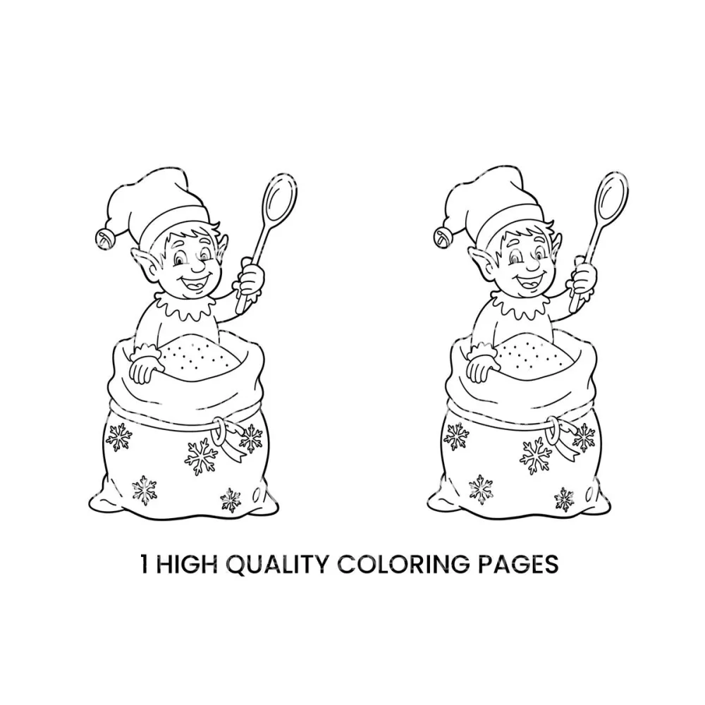 Christmas Elf in Sack Coloring Books