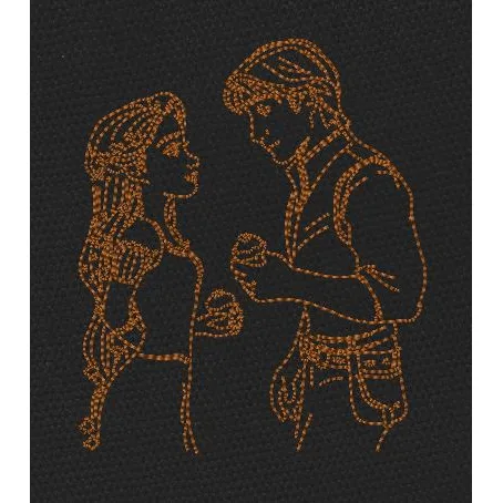 Romantic Couple Copper Outline Embroidery Design