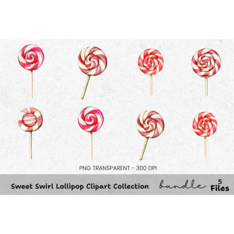 Sweet Swirl Lollipop Clipart Bundle