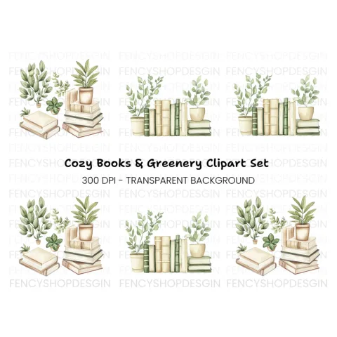 Books and Plants Clipart Bundle
