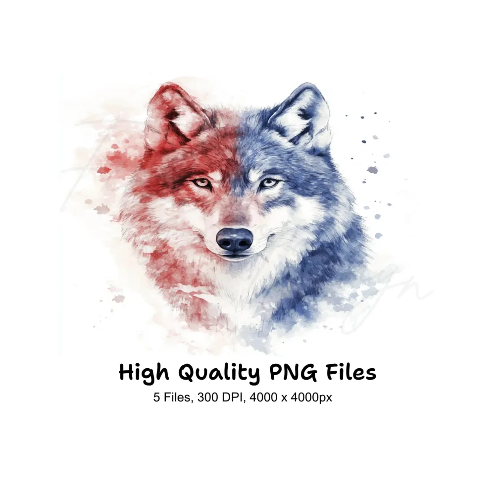 Patriotic Wolf Clipart Bundle