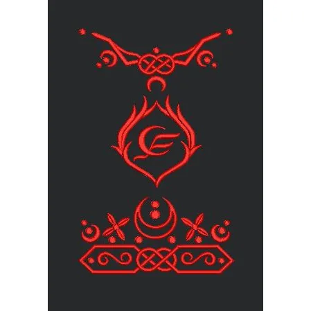 Crane Glyph Red Embroidery Design