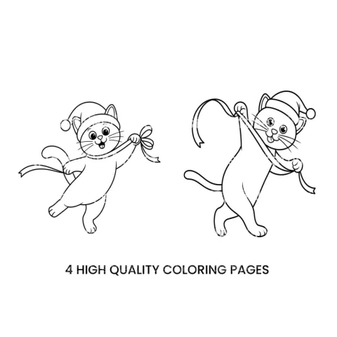 Playful Christmas Cat Coloring Books Coloring Books