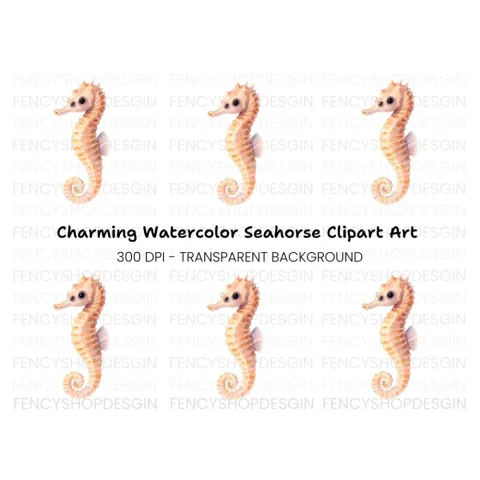 Cute Seahorse Clipart Bundle