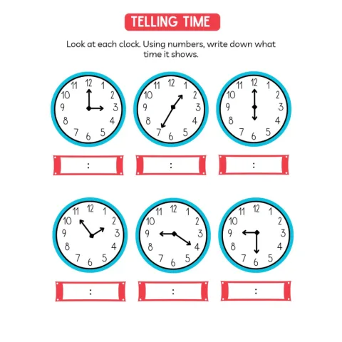 Learning to Tell Time Worksheets
