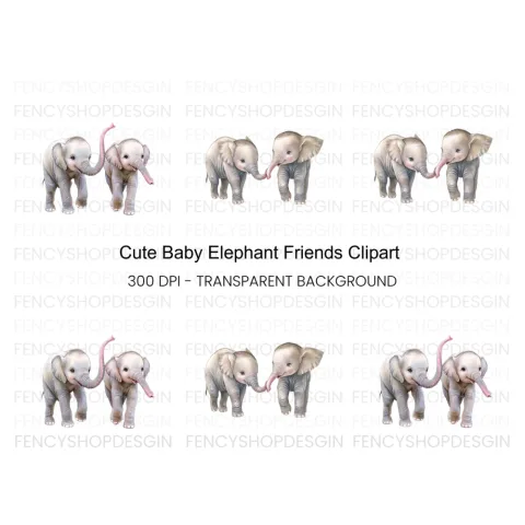 Adorable Baby Elephant Clipart Bundle