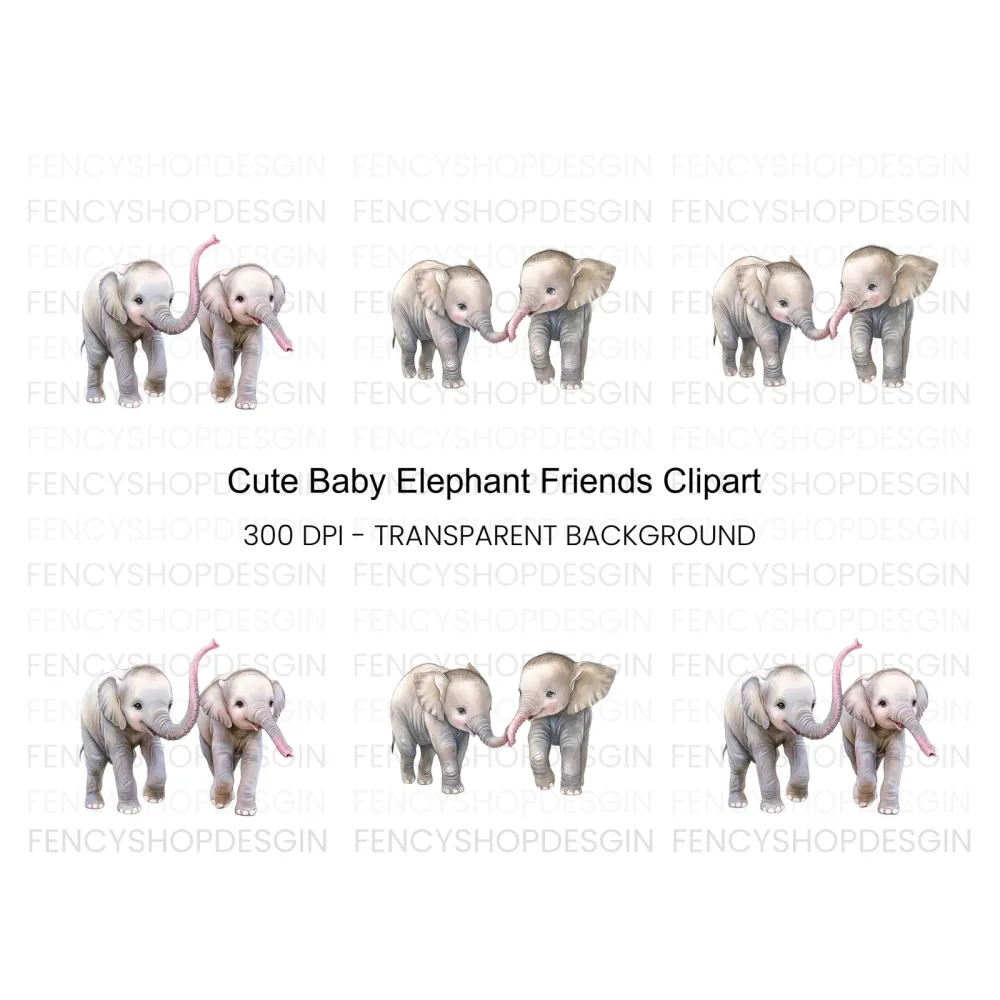 Adorable Baby Elephant Clipart Bundle