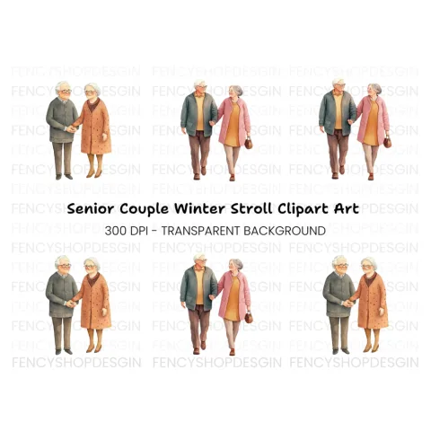 Elderly Couple Clipart Bundle