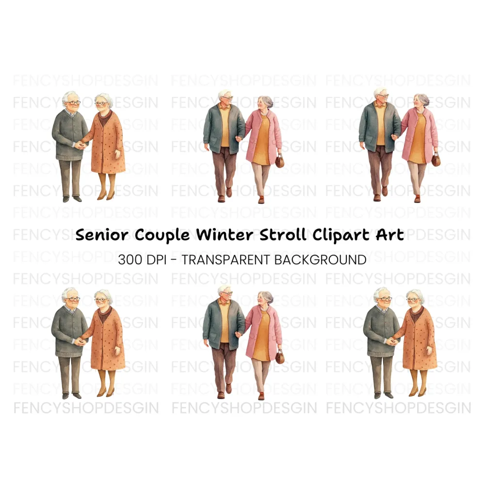 Elderly Couple Clipart Bundle
