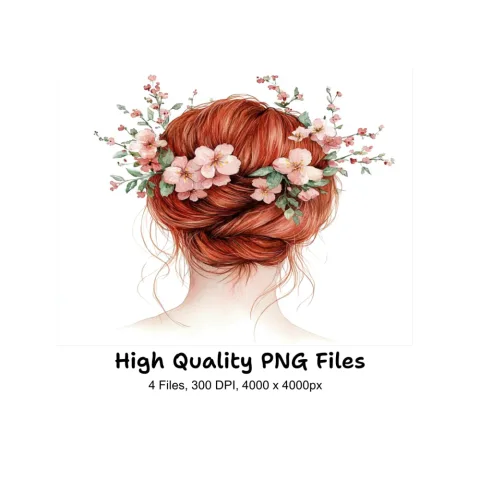 Flower Crown Woman Clipart Bundle