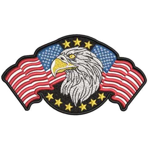 Eagle With Flag Embroidery Design