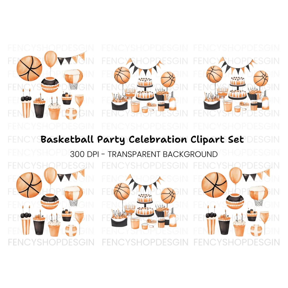 Basketball Party Elements Clipart Bundle