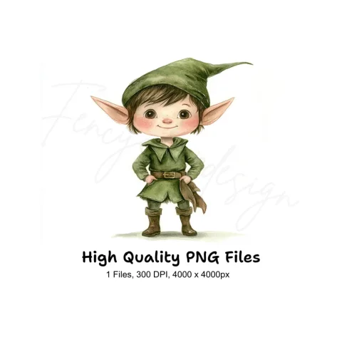 Cute Elf Boy Clipart Bundle