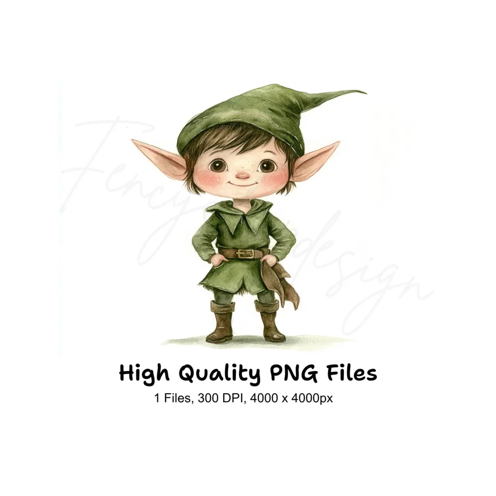 Cute Elf Boy Clipart Bundle