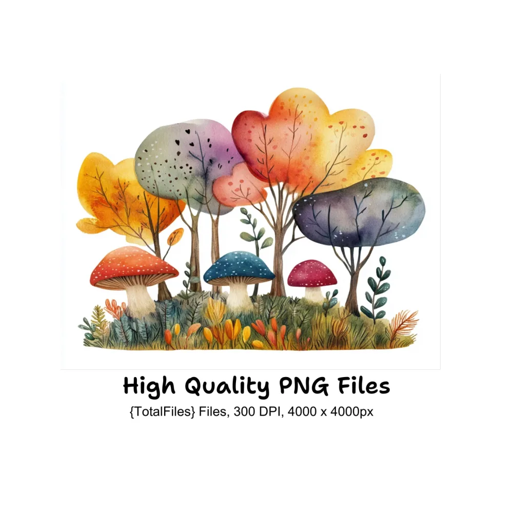 Whimsical Mushroom Forest Clipart Bundle