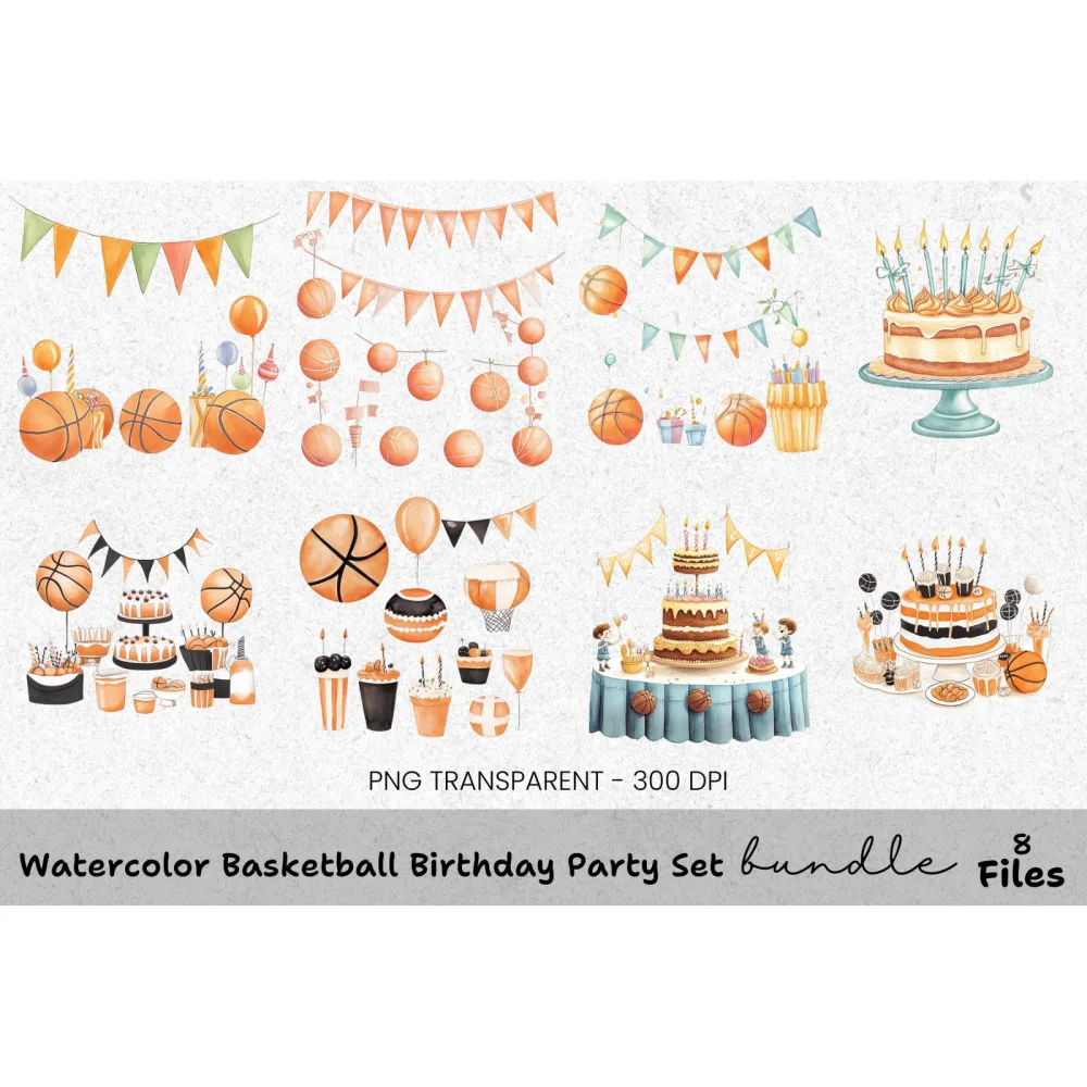 Basketball Birthday Party Clipart Bundle