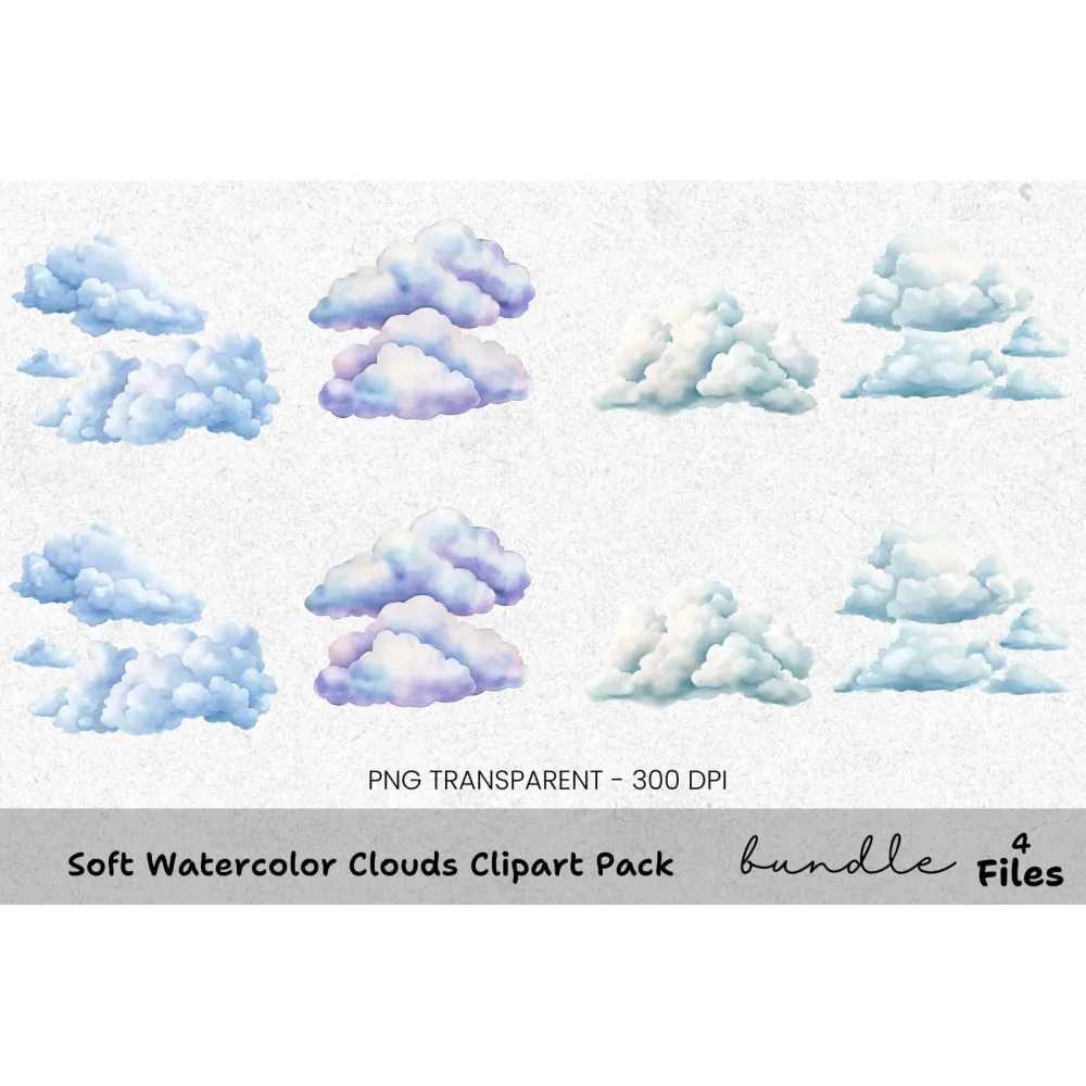 Soft Clouds Clipart Bundle