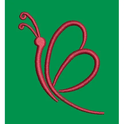 Minimalist Red Butterfly Line Art Embroidery Design