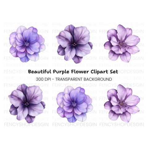 Vibrant Purple Geranium Clipart Bundle