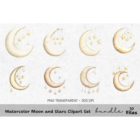 Moon and Stars Clipart Bundle