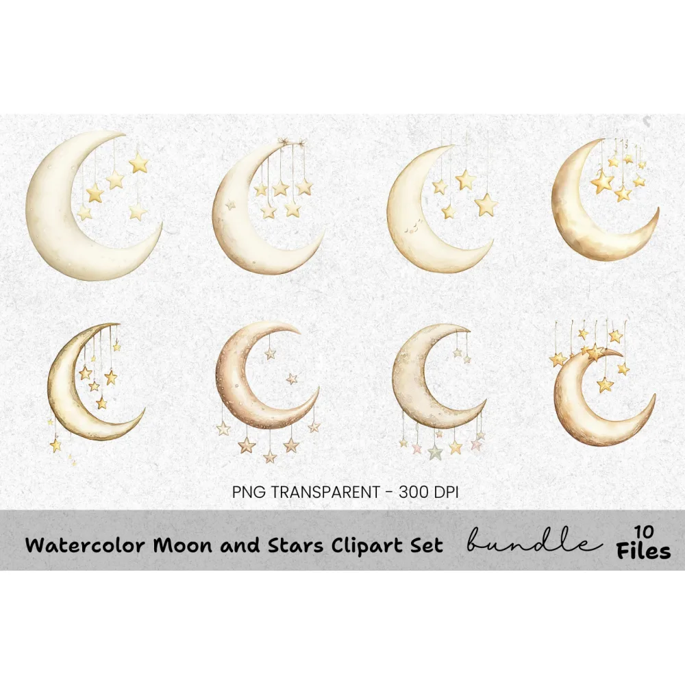 Moon and Stars Clipart Bundle