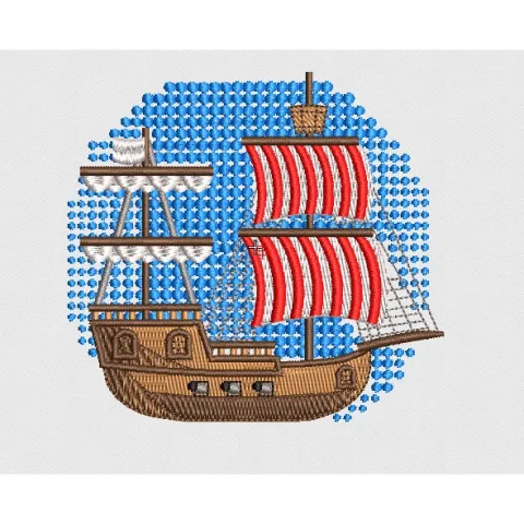 Ship Embroidery Design