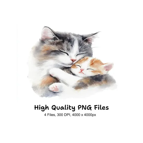 Sleeping Cats and Kittens Clipart Bundle